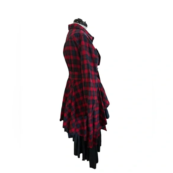 Unique plaid dress/trenchcoat in sz XL withe wide waist belt (C5) - Picture 2 of 9